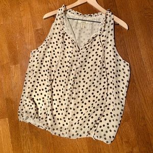 BOGO - Cream Sleeveless Blouse with Polka Dots